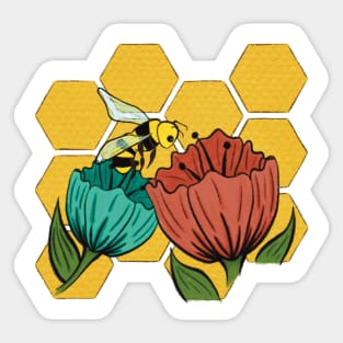 Honey Bee Floral Honeycomb Sticker